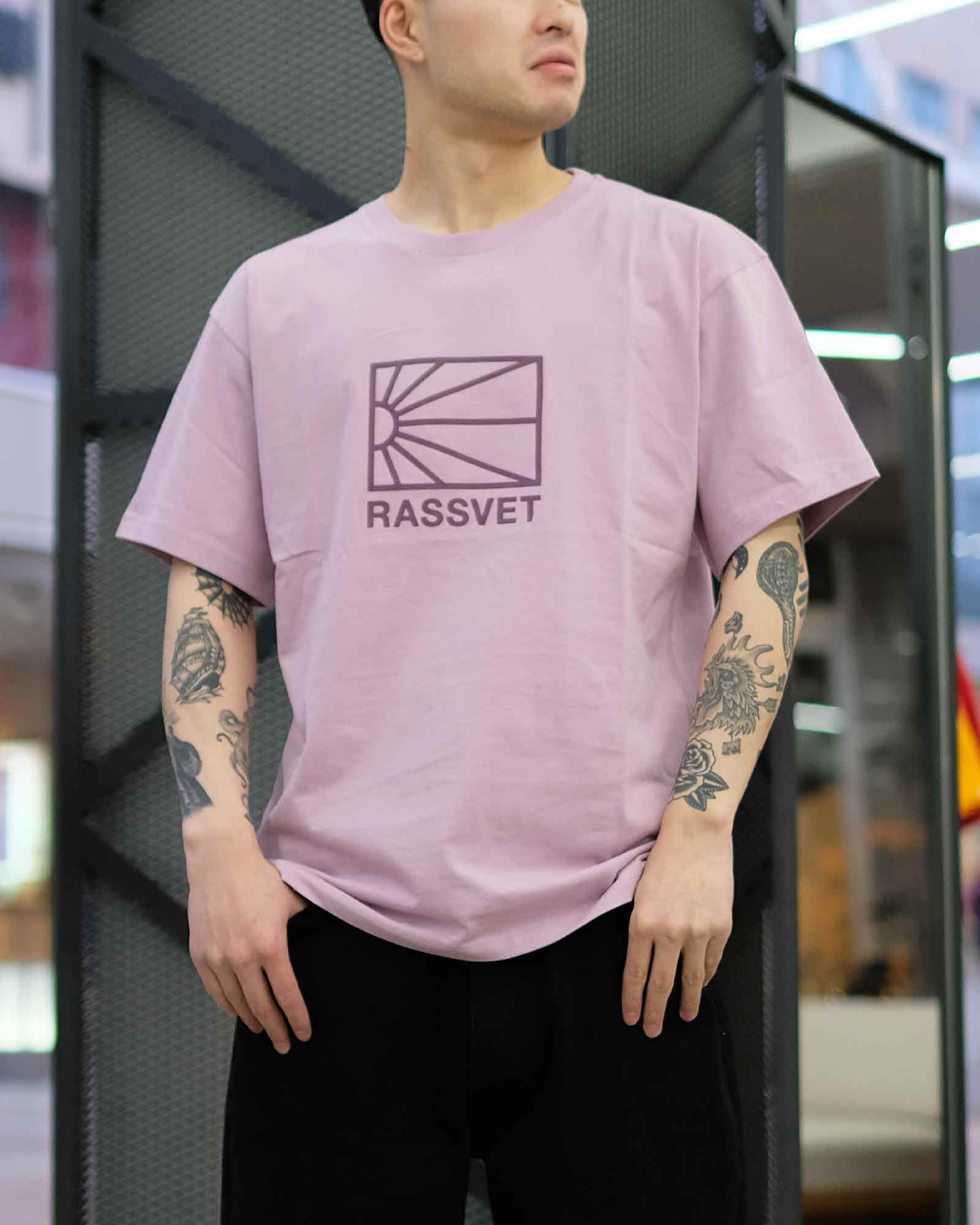 ラスベート/MEN BIG LOGO TEE SHIRT KNIT/Tシャツ/Pink – Application