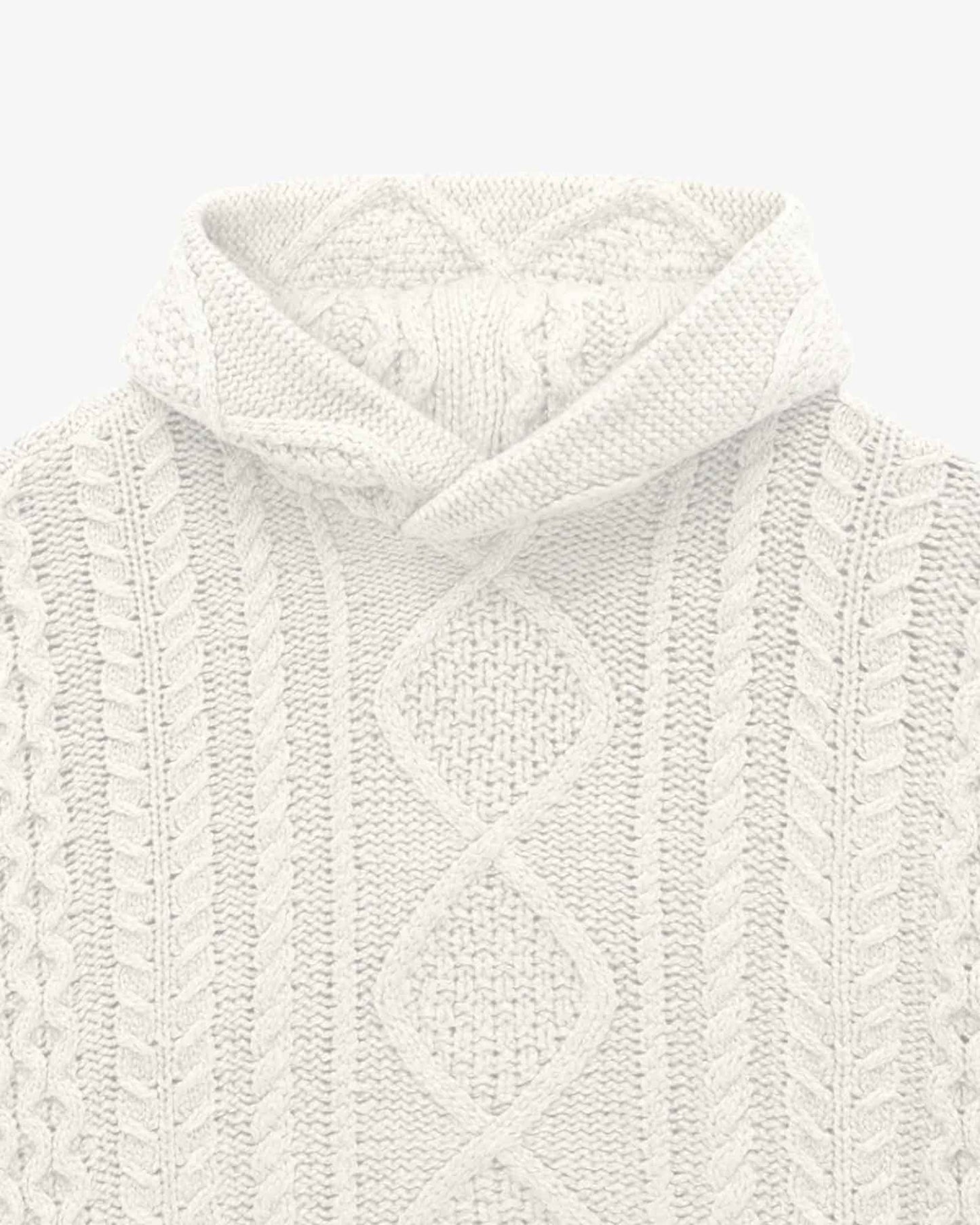 CABLE KNIT HOODIE (ニットパーカー) Cloud Dancer