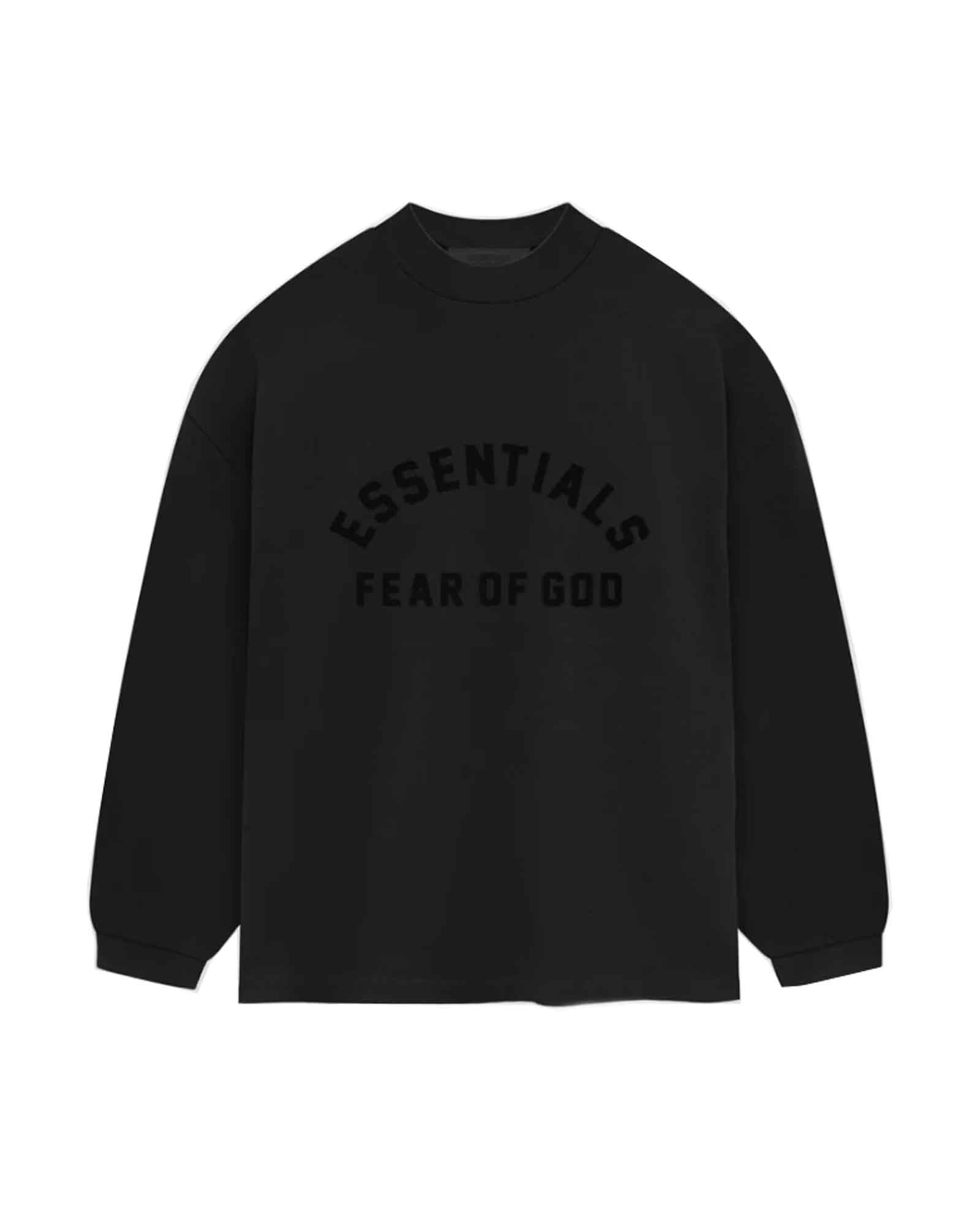 ESSENTIALS L/S Tee Jet Black フロントロゴ長袖 Mエッセンシャルズ ...