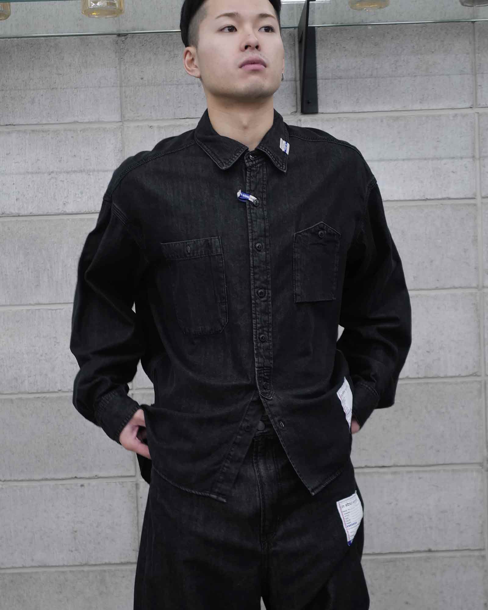 ミハラヤスヒロ/CO/TE DENIM LS SHIRT/I12SH002/シャツ/BLACK