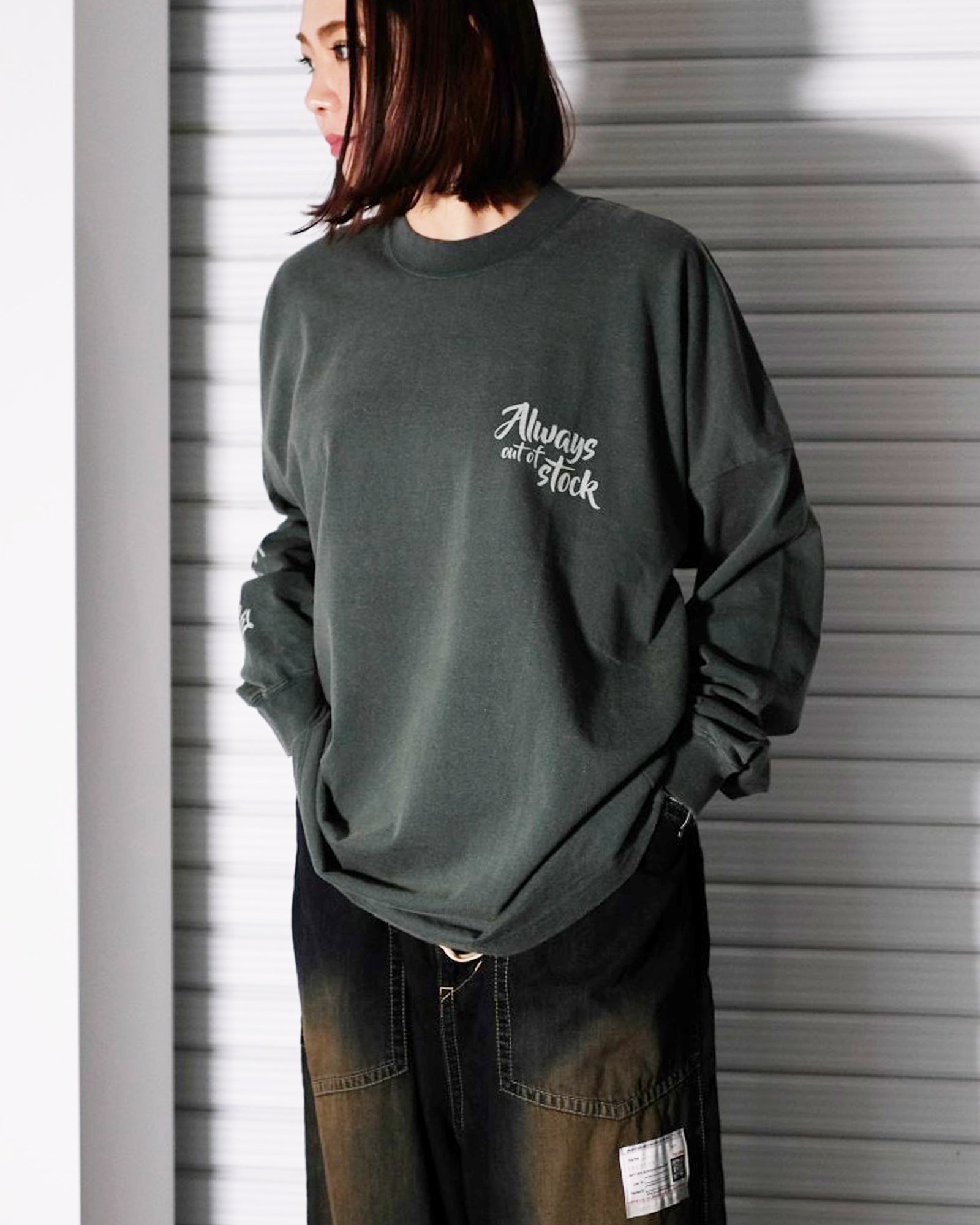 オールウェイズアウトオブストック/DROP SHOULDER L/S TEE/ロンT/GREEN