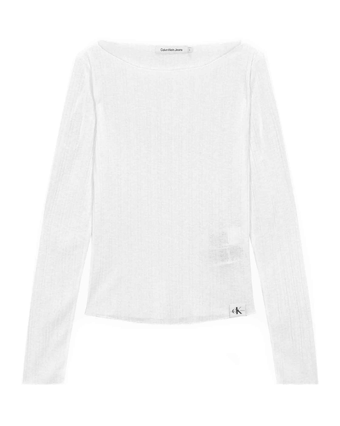 カルバンクライン/J223114/SHEER RIB LONG TOP/ロンT/WHITE