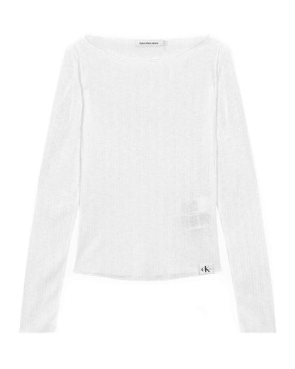 カルバンクライン/J223114/SHEER RIB LONG TOP/ロンT/WHITE