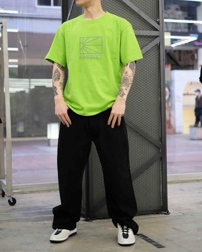 ラスベート/MEN BIG LOGO TEE SHIRT KNIT/Tシャツ/Lime