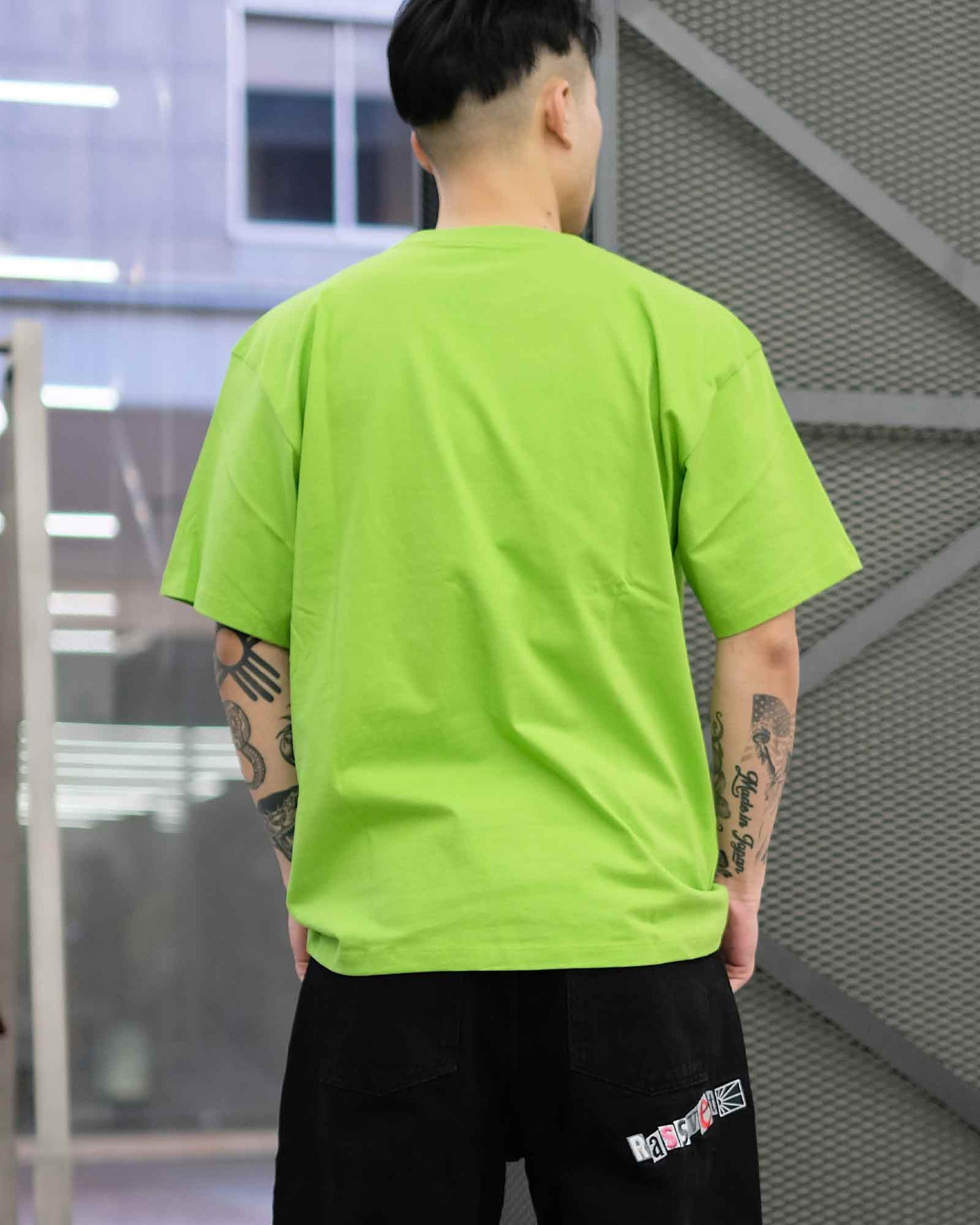 ラスベート/MEN BIG LOGO TEE SHIRT KNIT/Tシャツ/Lime