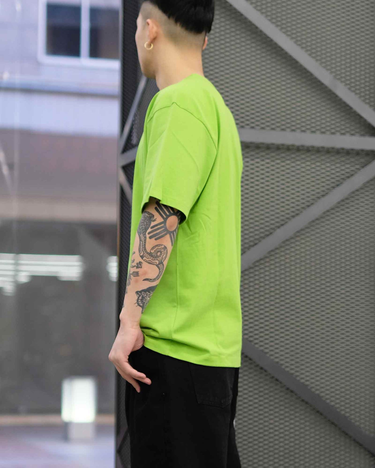 ラスベート/MEN BIG LOGO TEE SHIRT KNIT/Tシャツ/Lime