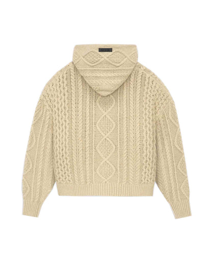CABLE KNIT HOODIE (ニットパーカー) Gold Heather