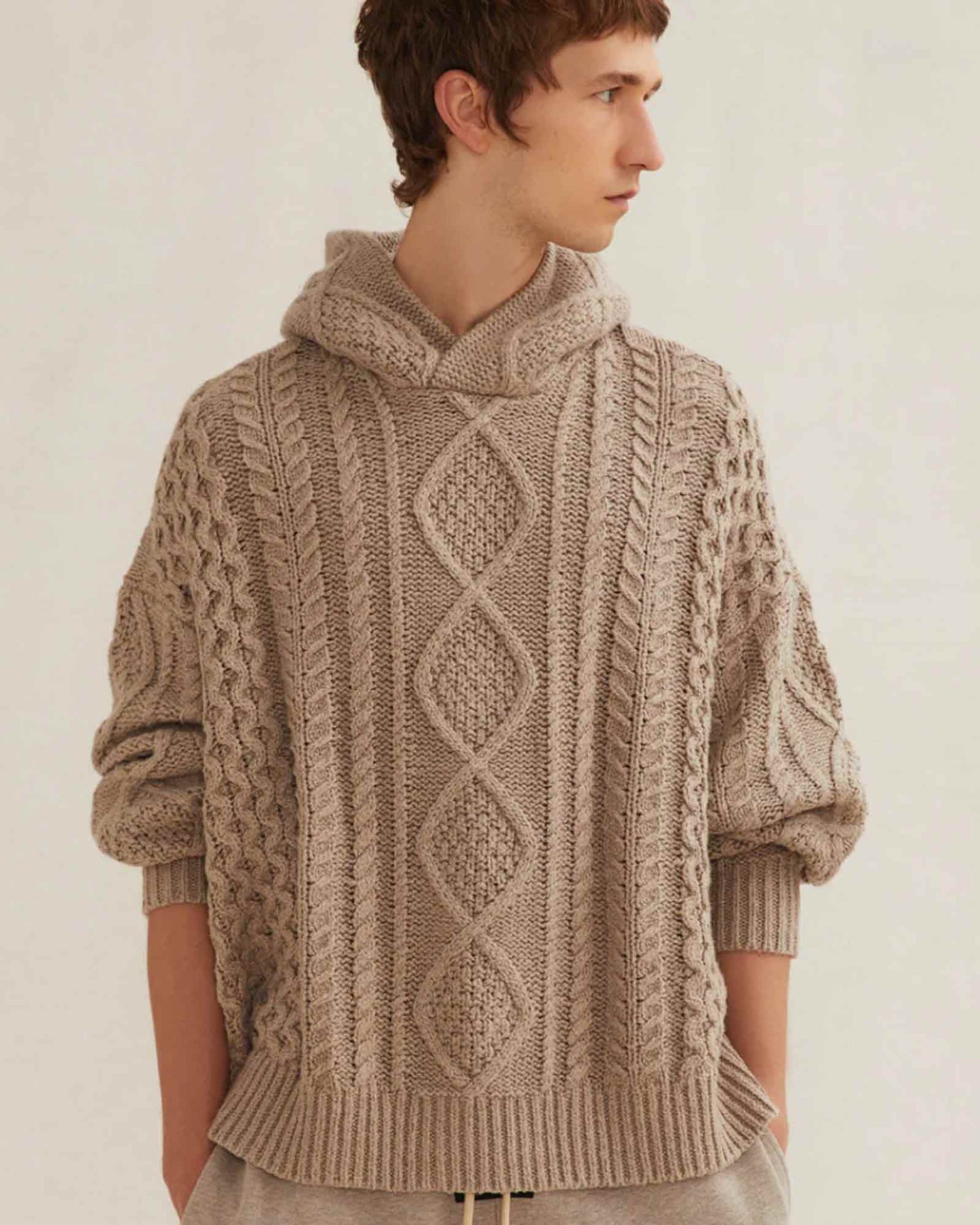 CABLE KNIT HOODIE (ニットパーカー) Core Heather