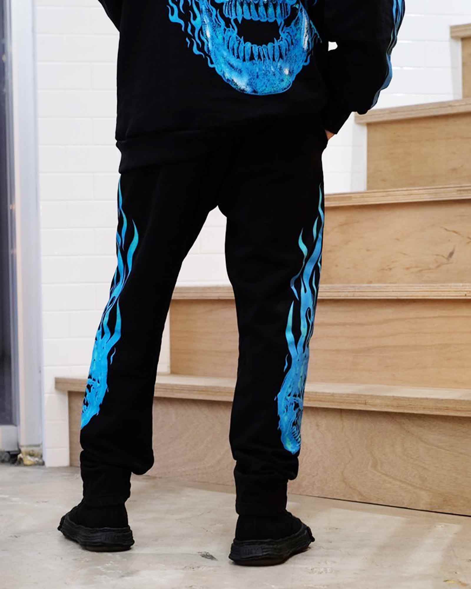 Blue discount flame sweatpants