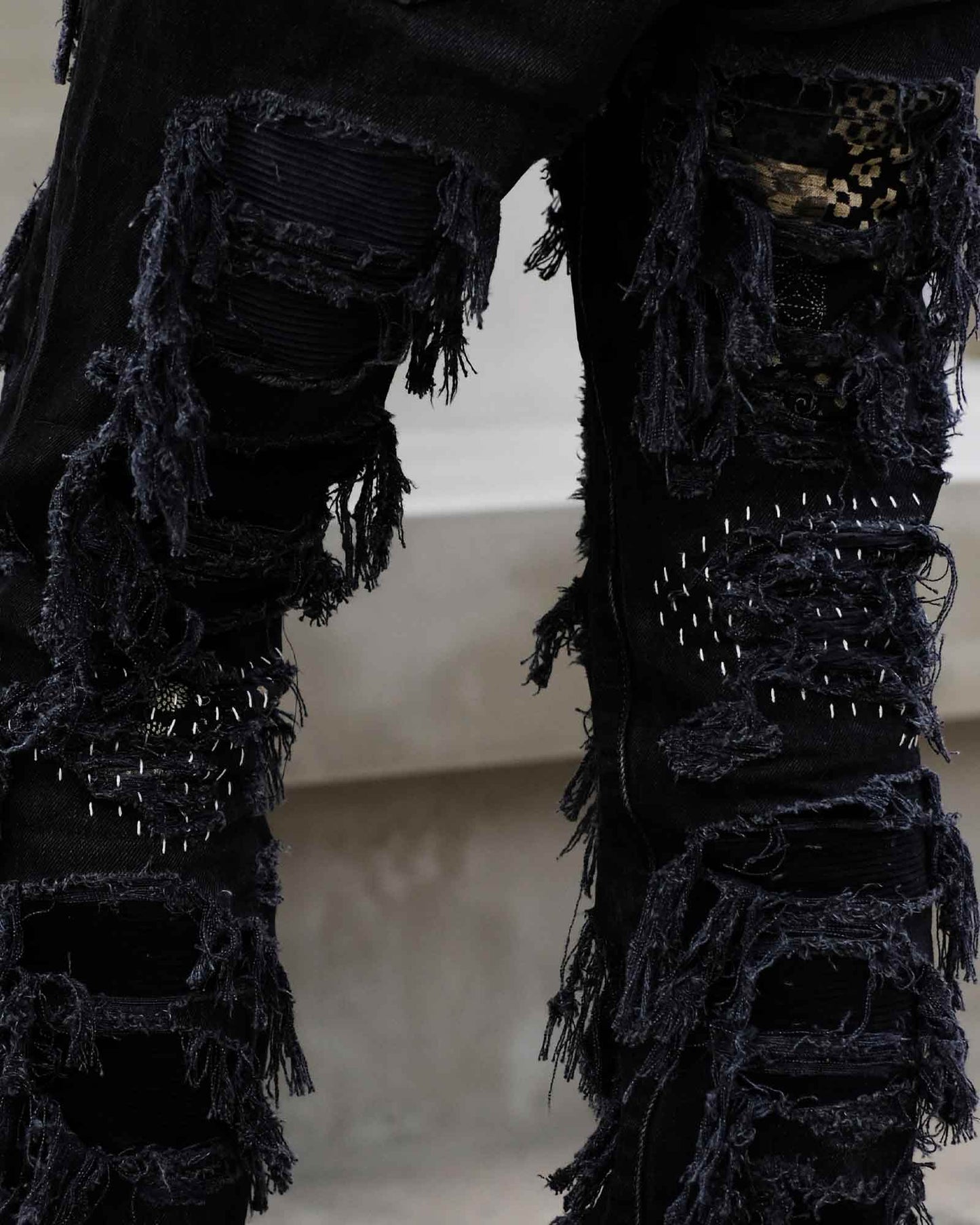 イノセンス/SASHIKO DESTROY DENIM PANTS/デニムパンツ/Black