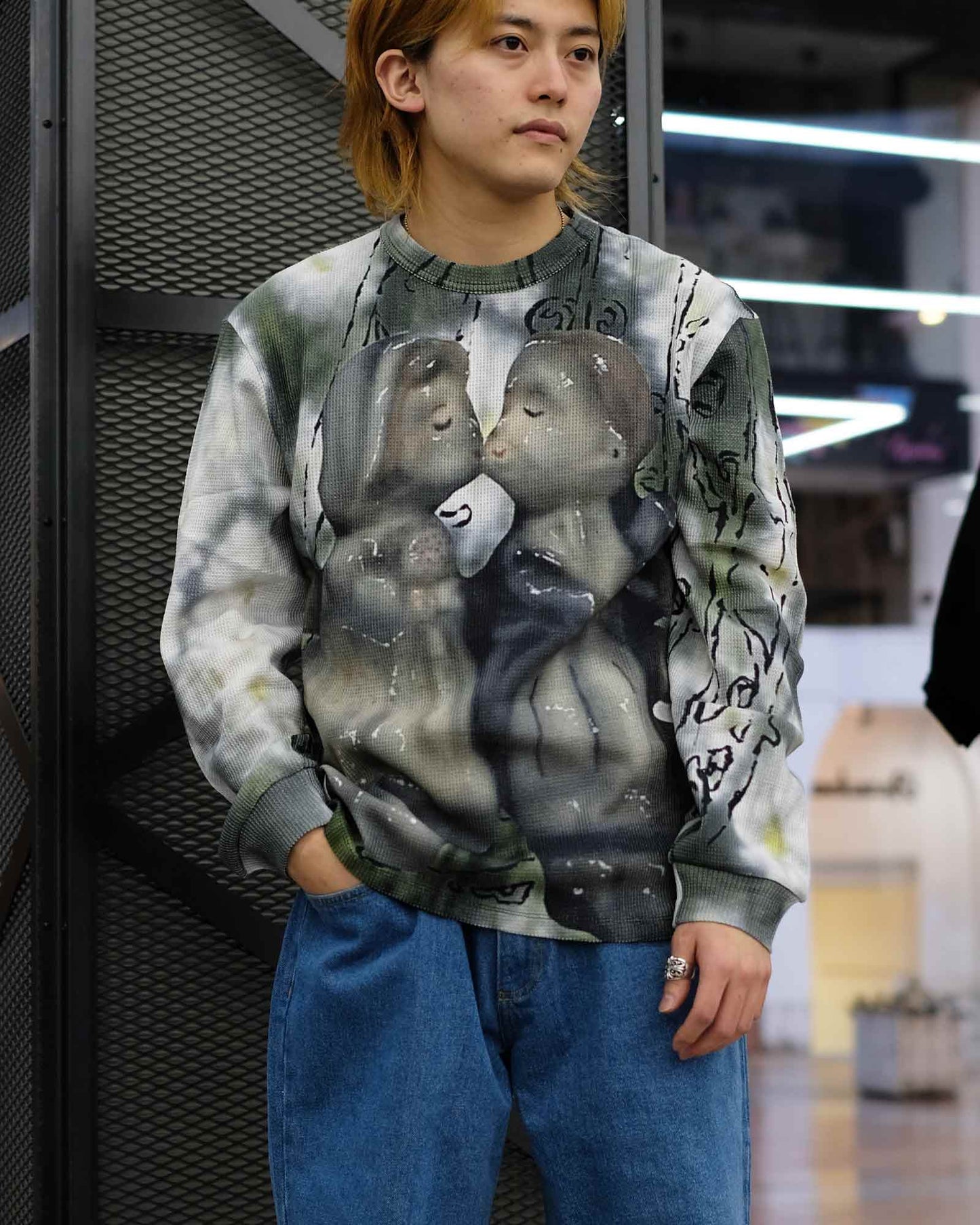 ラスベート/MEN KYLER KISS LONG SLEEVE TEE SHIRT KNIT/ロンT/Print