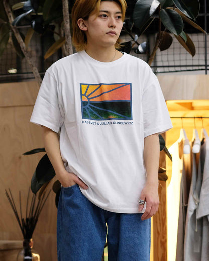 ラスベート/MEN SUNSET LOGO TEE SHIRT KNIT/Tシャツ/White