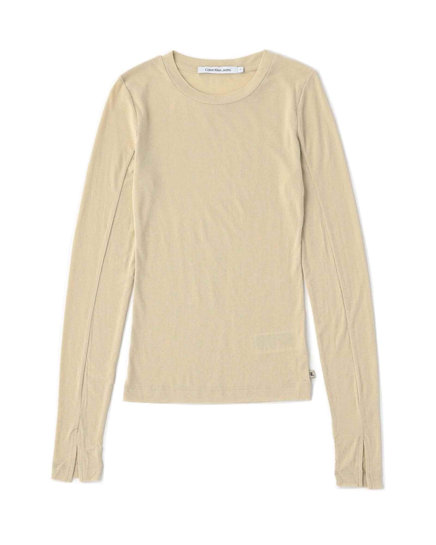 カルバンクライン/J224335/SHEER LONG SLEEVE TOP/ロンT/ RAE-PALE KHAKI