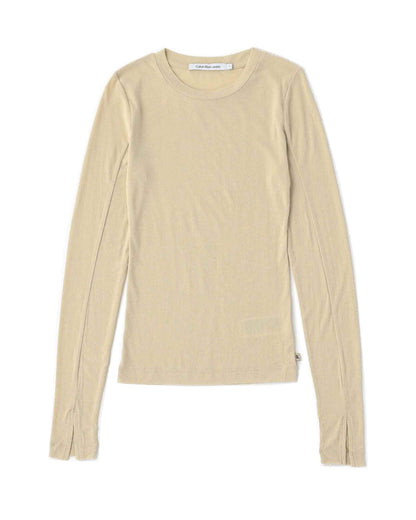 カルバンクライン/J224335/SHEER LONG SLEEVE TOP/ロンT/ RAE-PALE KHAKI