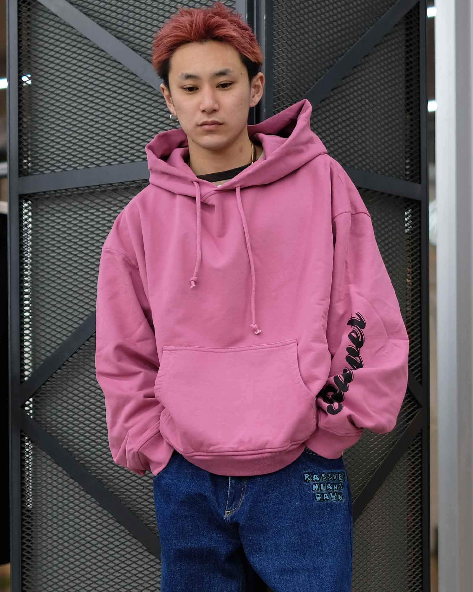 ラスベート/MEN MIAMI HOODIE KNIT/プルオーバーパーカー/Pink – Application