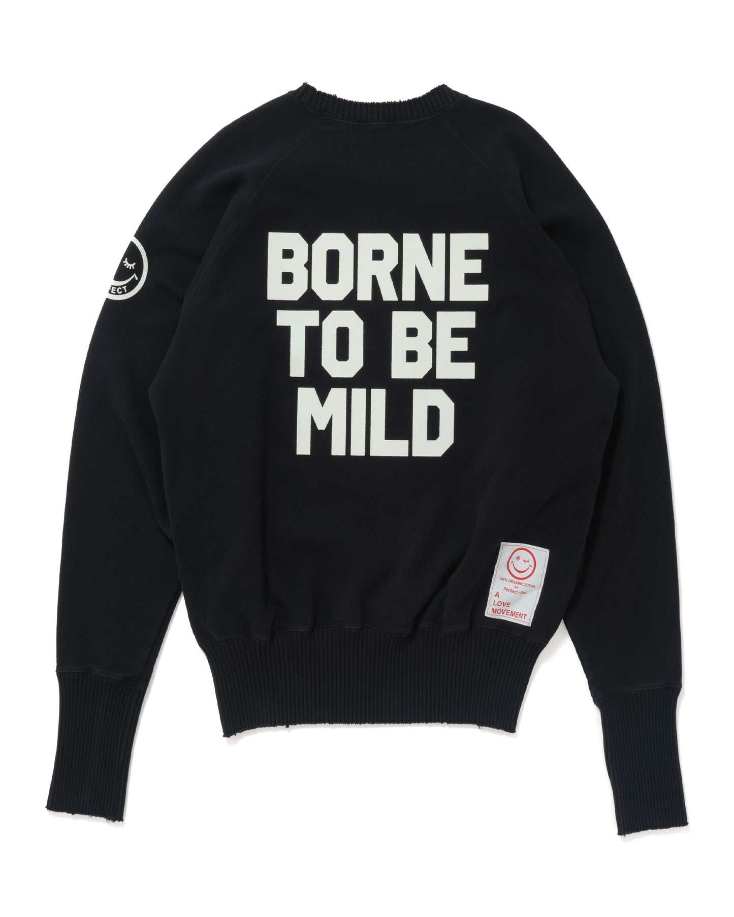 (BORNE TO BE MILD) Strange Sleeve Crew Neck Sweat Shirts / BLACK