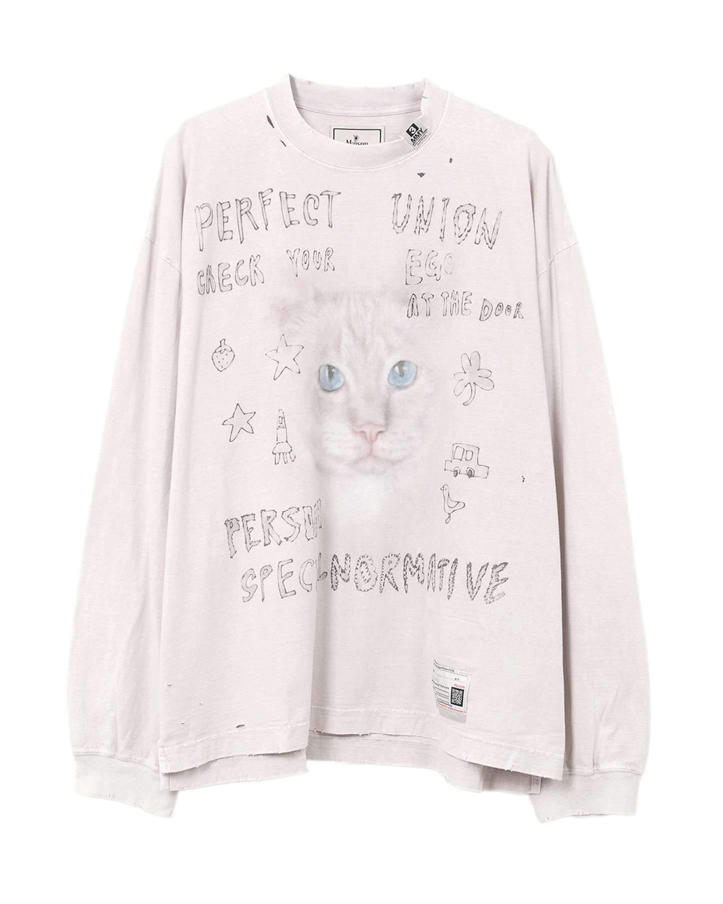 ミハラヤスヒロ/BLEACHED LONG SLEEVES TEE/A14LT621/ロンT/PWHITE