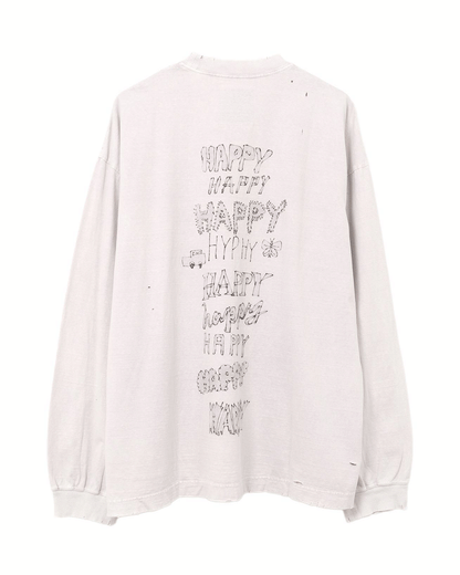 ミハラヤスヒロ/BLEACHED LONG SLEEVES TEE/A14LT621/ロンT/PWHITE