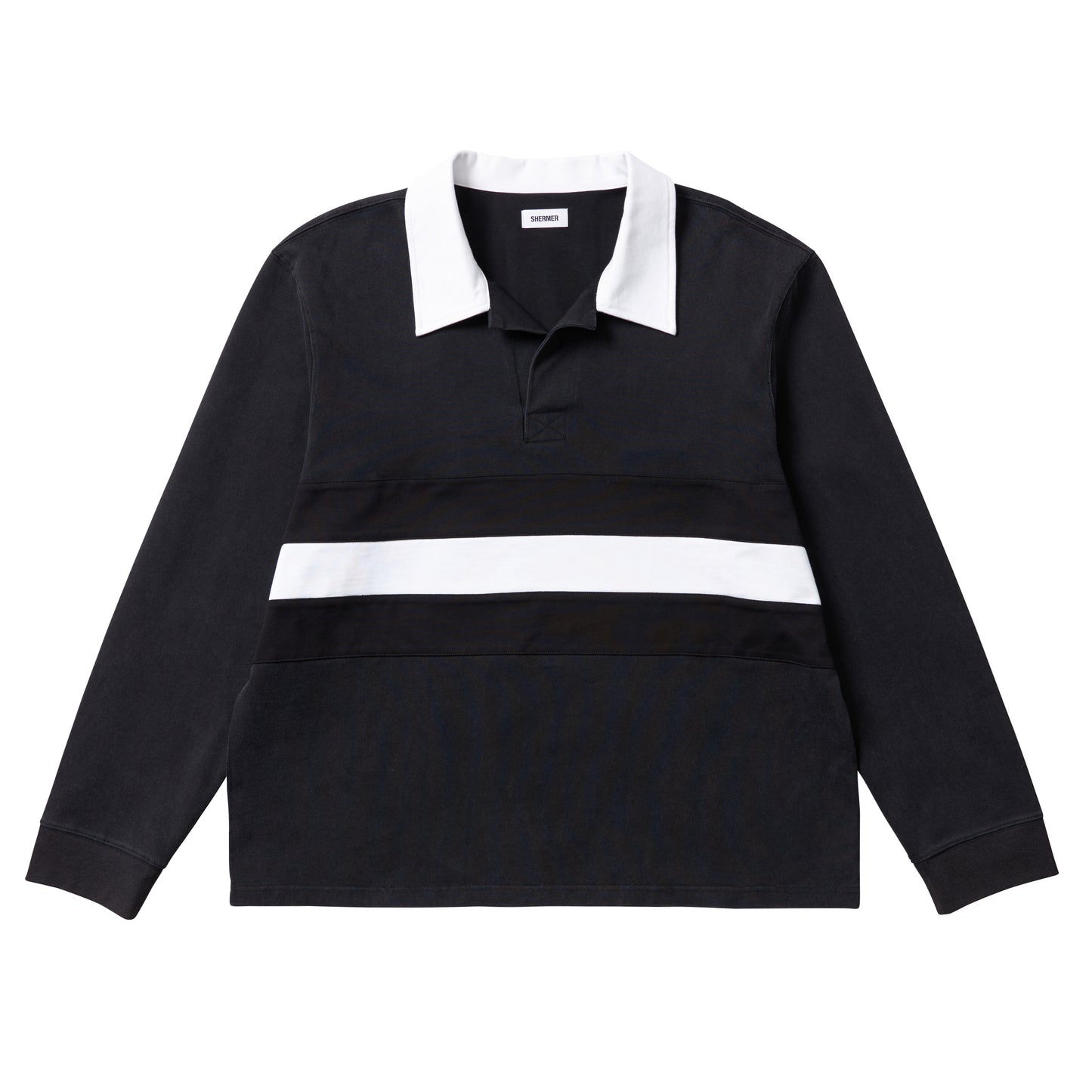 シャーマー/Over size Rugbyshirt/ポロスウェットシャツ/Black