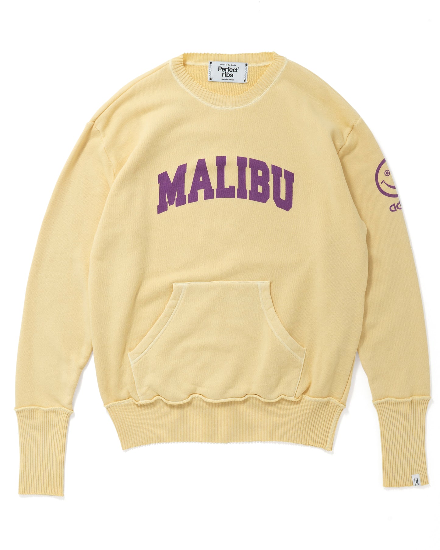 (MALIBU)Pocket Crew Neck Sweat Shirts / Vintage Yellow