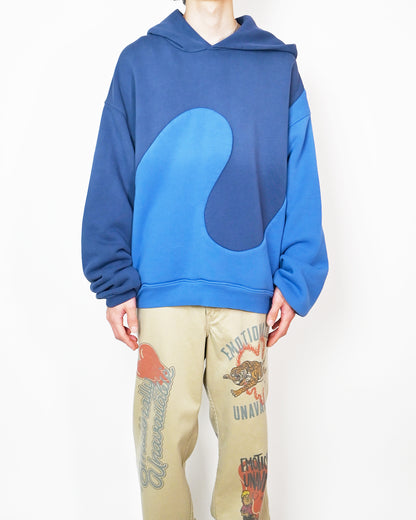 イーアールエル/UNISEX CLASSIC SWIRL HOODIE KNIT/パーカー/BLUE