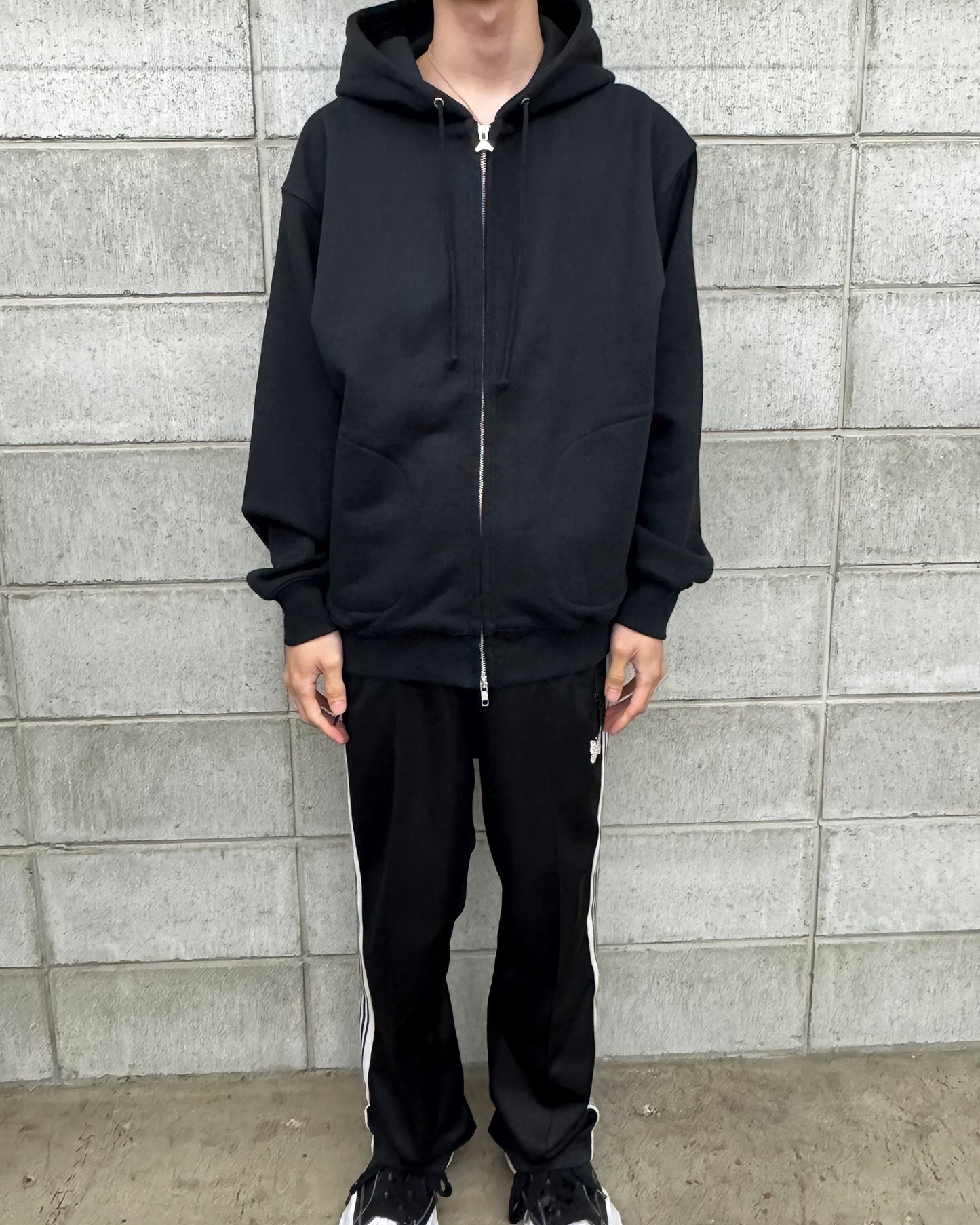 シャーマー/D-Pocket Boxy Hoodie/SHM-24FW-407/ジップパーカー/BLACK