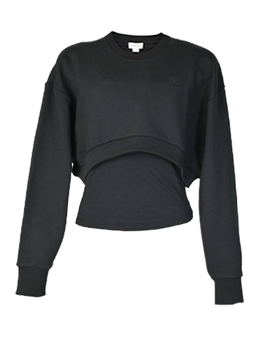 カルバンクライン/J224599/A-2-IN-1 CREW PULLOVER/プルオーバー/BLACK