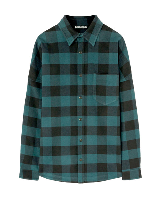 パームエンジェルス/CLASSIC LOGO OVERSHIRT/クラシックロゴオーバーシャツ/GREEN WHITE