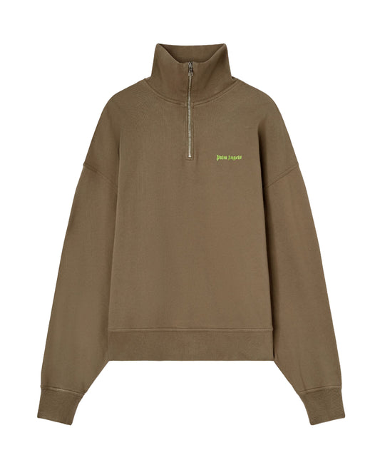 パームエンジェルス/CLASSIC LOGO ZIPPED CREW/ハーフジップスウェット/TAUPE LIME