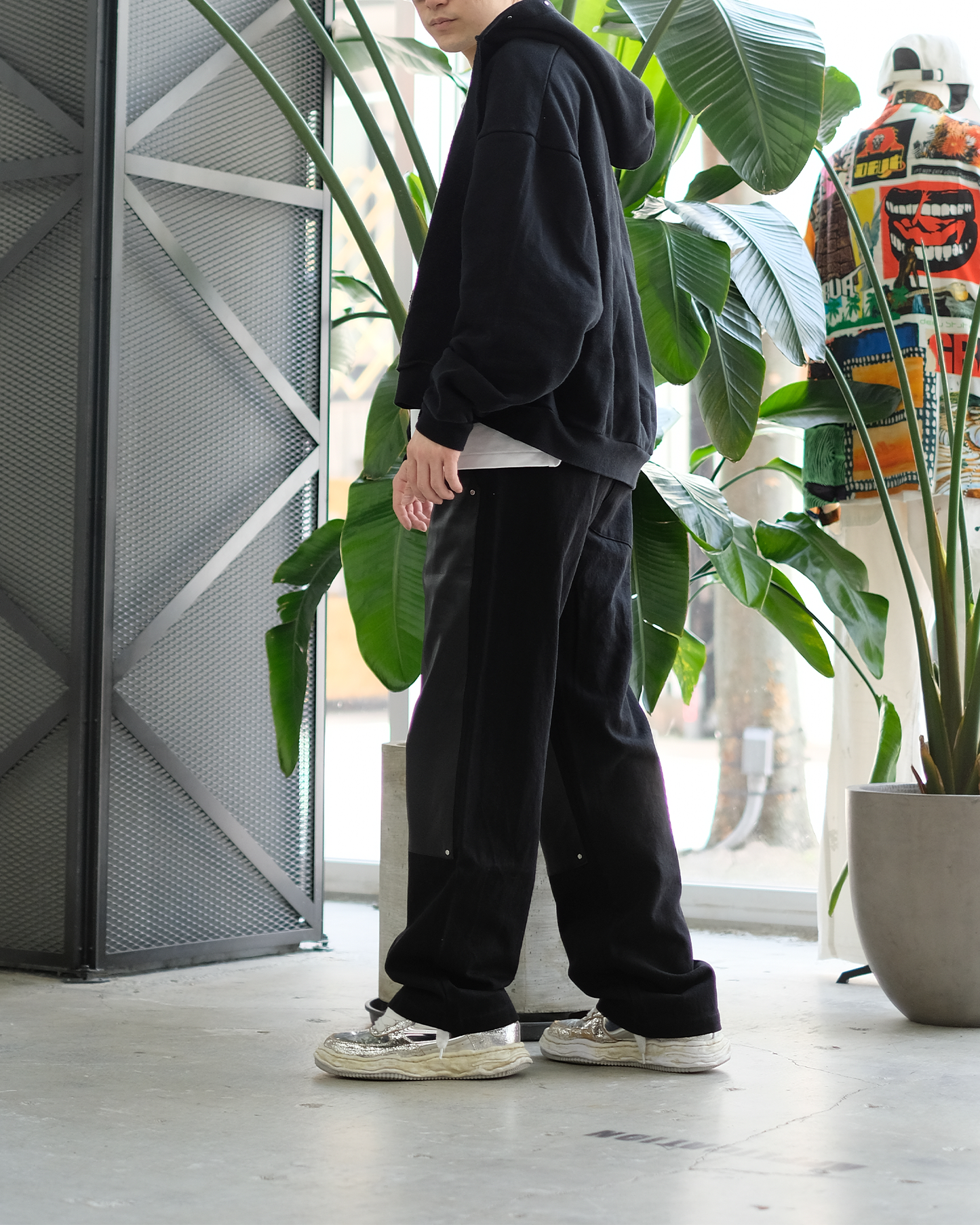 シャーマー／SHM-24SS-503/V-leather Double Knee Pants/パンツ/Black