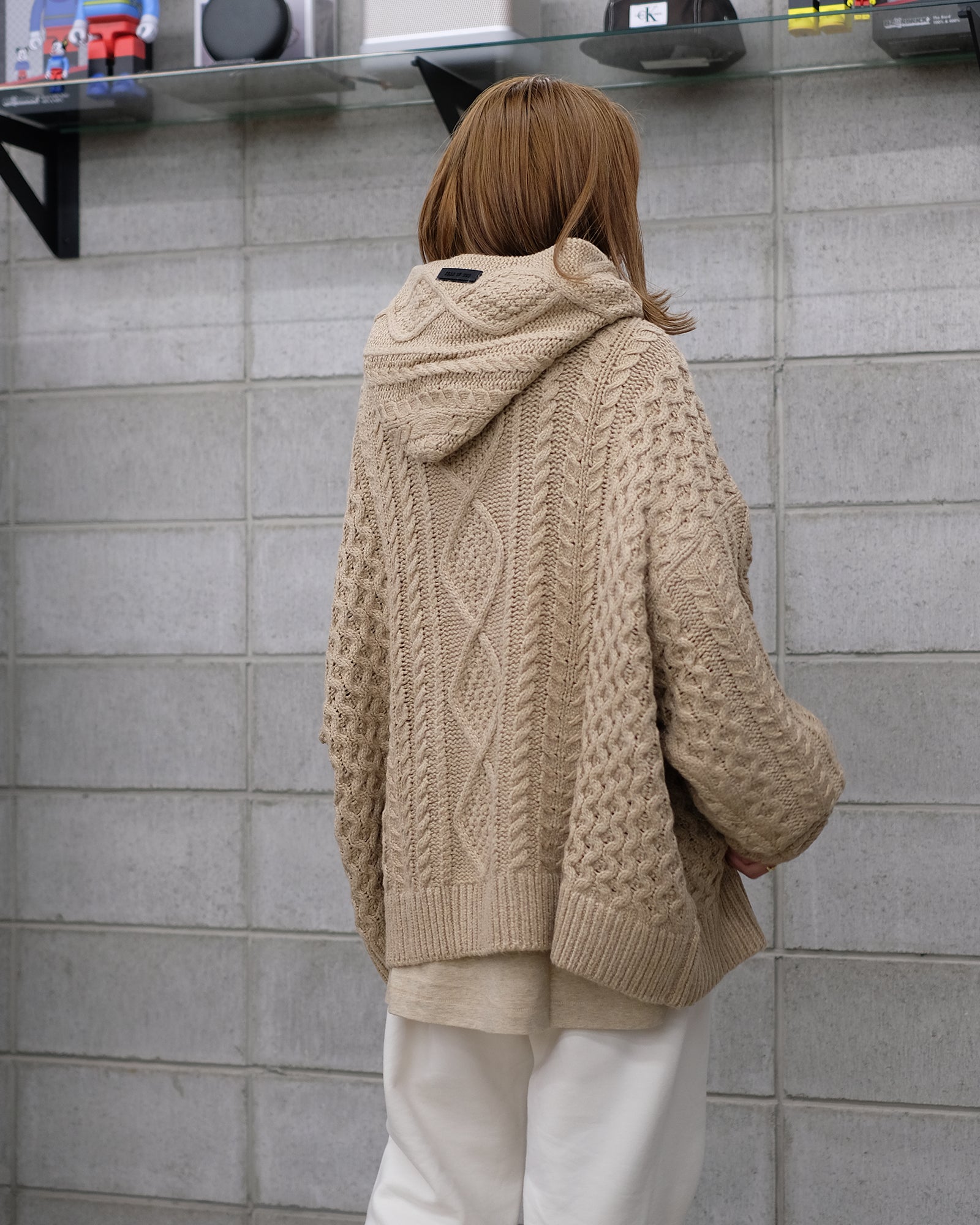 CABLE KNIT HOODIE (ニットパーカー) Gold Heather – Application