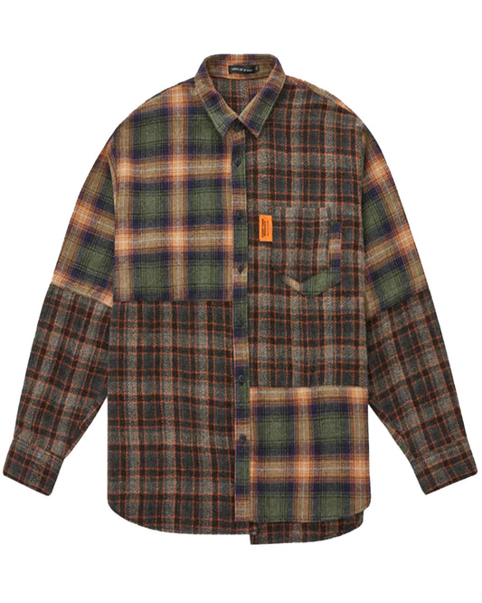 オールウェイズアウトオブストック/L/S CRAZY CHECK SHIRT/チェックシャツ/GRAY GREEN