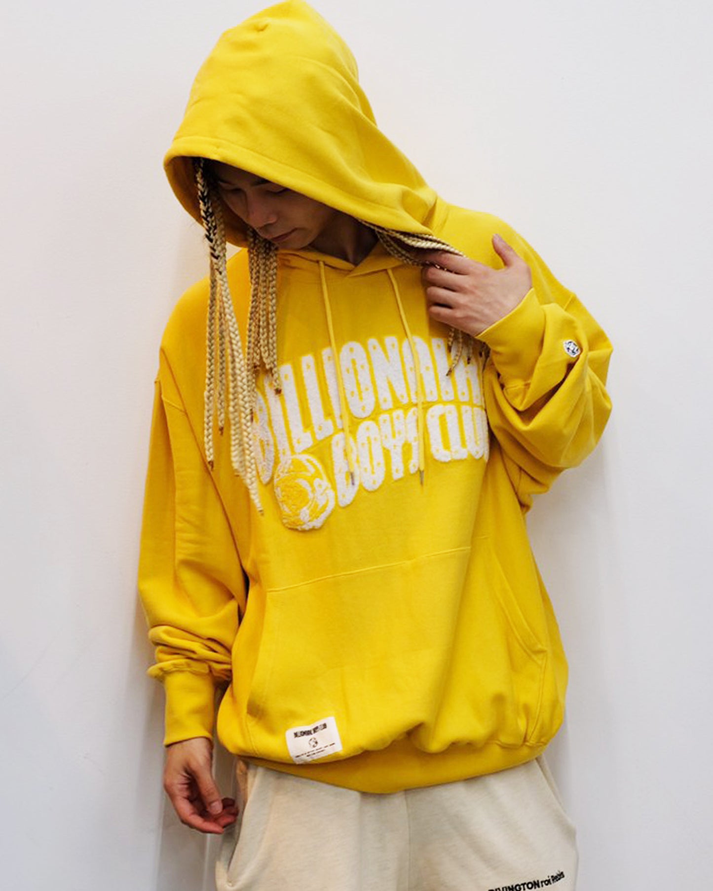 ビリオネアボーイズクラブ/BBCJP233K001/CHENILLE LOGO COTTON HOODIE /プルオーバーパーカー/YELLOW