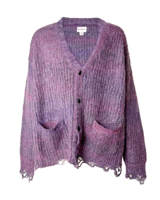 カミヤ/Kasuri Mohair Cardigan/G13CD055/カーディガン/PURPLE