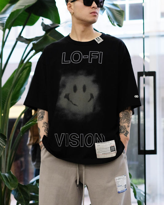ミハラヤスヒロ/smily face printed T/A12TS651/Tシャツ/BLACK