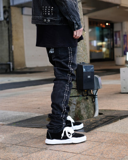 スビ/Woven chitch metalik black/デニムパンツ/BLACK