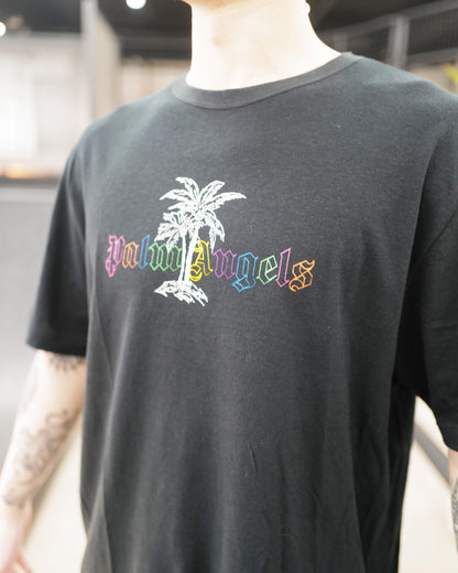 パームエンジェルス/PALM ANGELS LINEN COLLAR TEE/Tシャツ/ BLACK WHITE