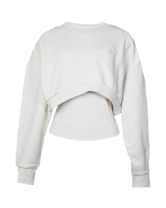 カルバンクライン/J224599/A-2-IN-1 CREW PULLOVER/プルオーバー/IVORY