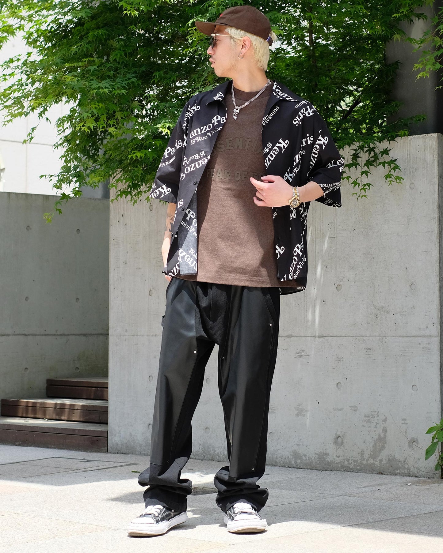 シャーマー／SHM-24SS-503/V-leather Double Knee Pants/パンツ/Black