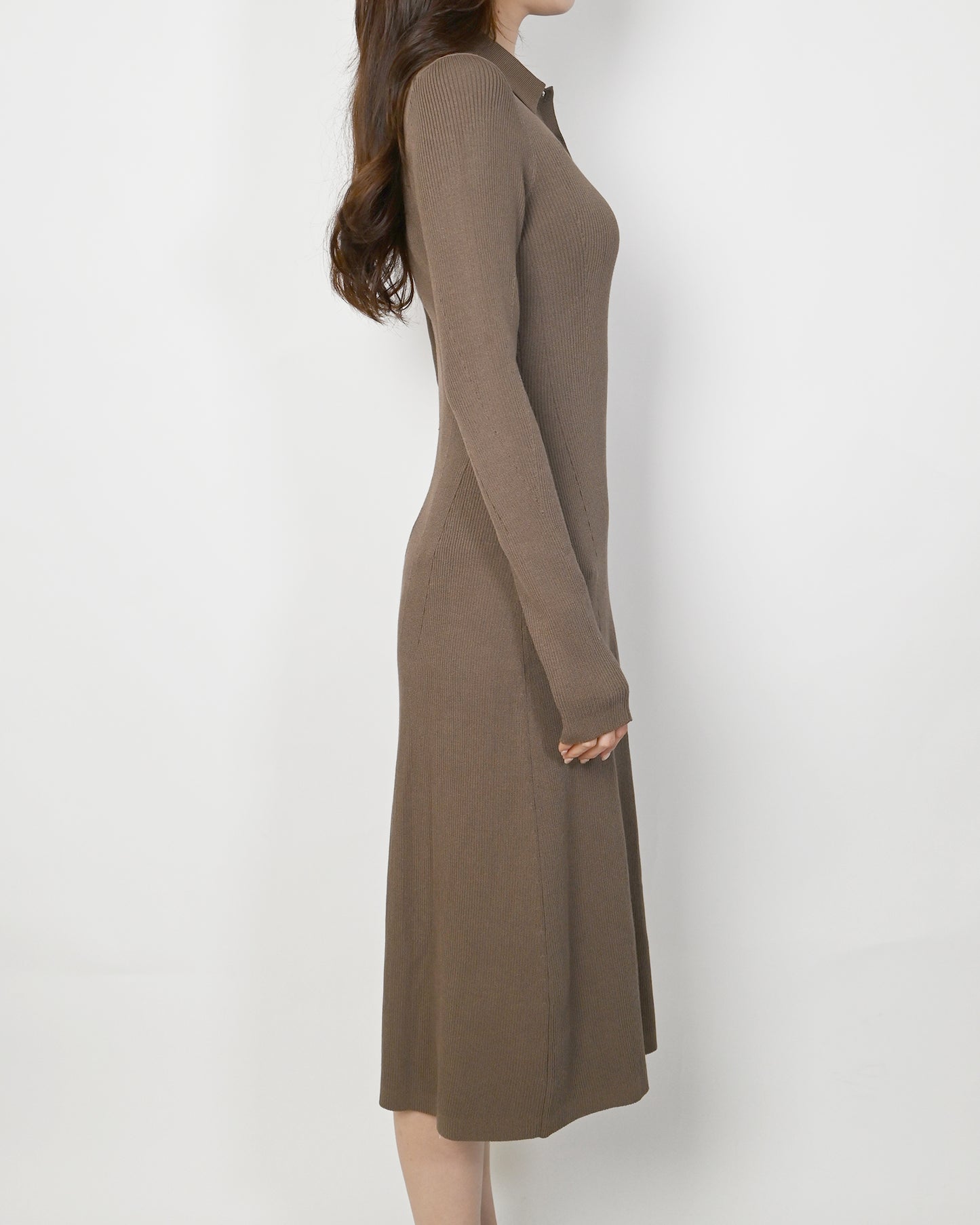 カルバンクライン/J224574/A-FIT & FLARE MAXI RIB PL DRESS/ワンピース/BROWN