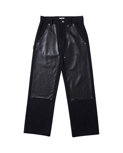 シャーマー／SHM-24SS-503/V-leather Double Knee Pants/パンツ/Black