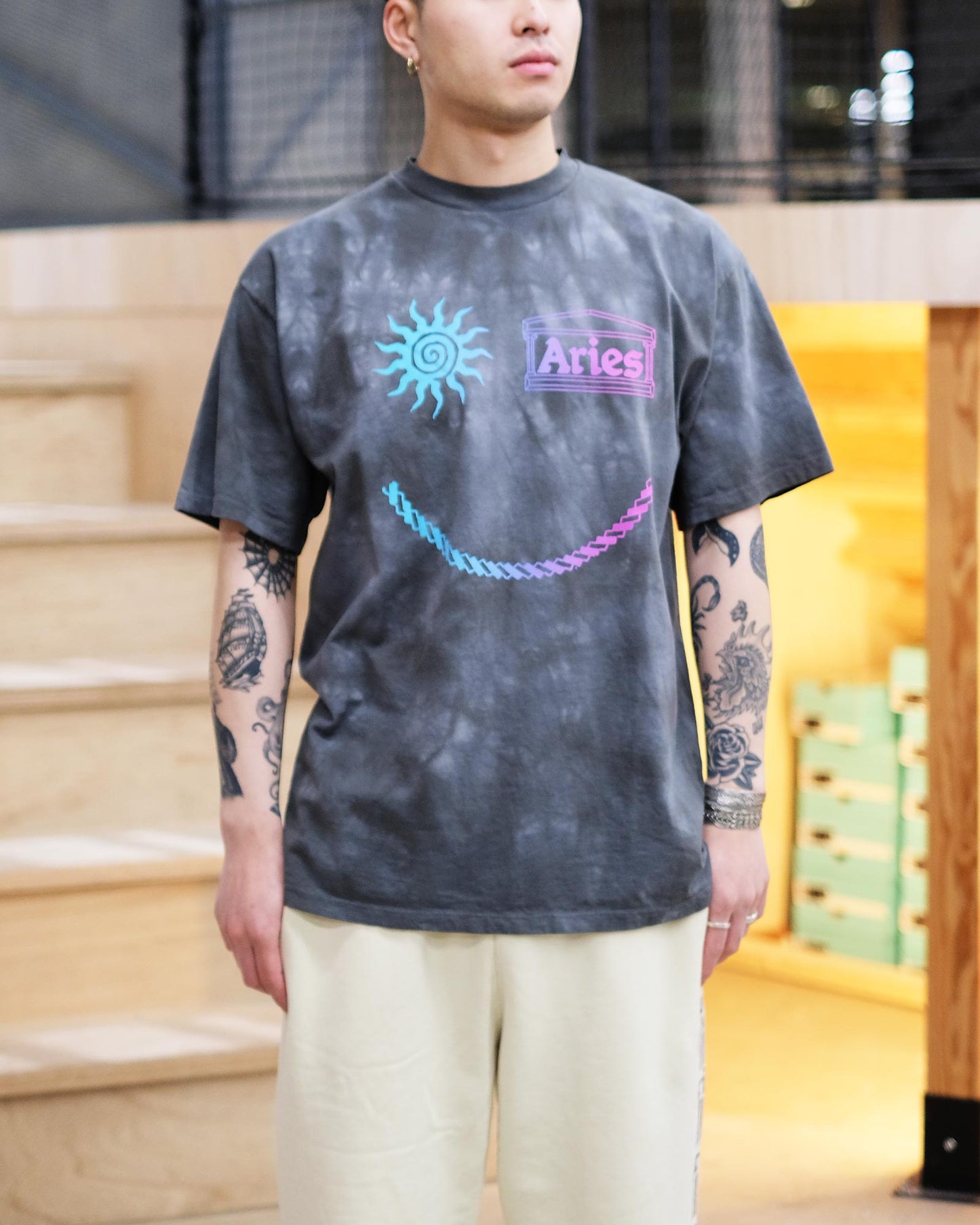 アリーズ/Grunge Happy Dude SS Tee/Tシャツ/Grey