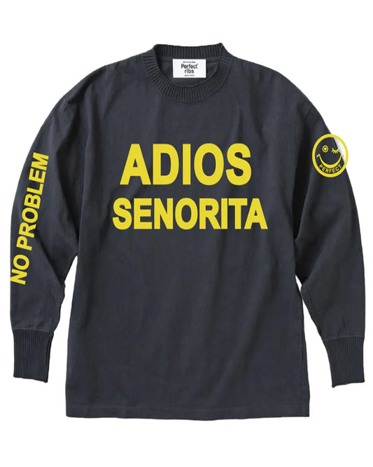 パーフェクトリブス/(ADIOS SENORITA & HAPPY EXPLORE) Side Slit Long Sleeve T Shirts/ロンT/Black