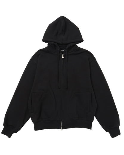 シャーマー/D-Pocket Boxy Hoodie/SHM-24FW-407/ジップパーカー/BLACK