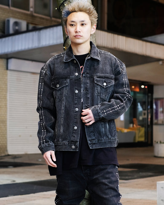 スビ/Woven oh g jacket metalik/ジャケット/BLACK