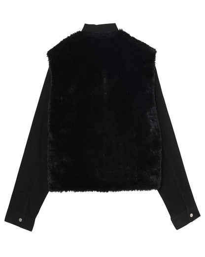 シャーマー/Faux Fur Denim Jacket/SHM-24FW-203/デニムジャケット/Black