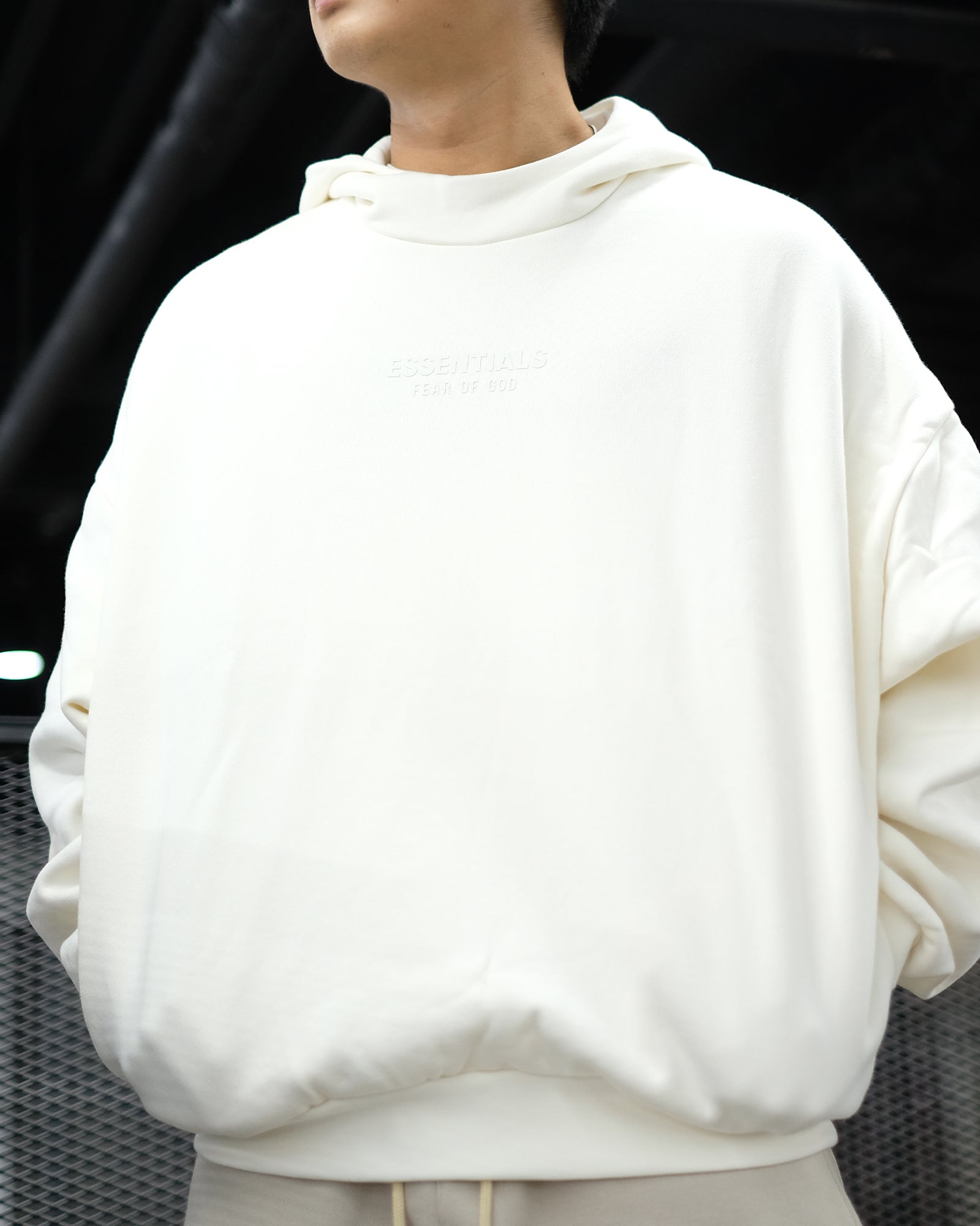 Fear of god online white hoodie