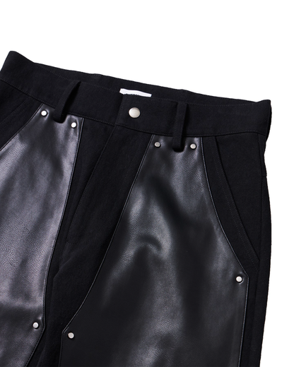 シャーマー／SHM-24SS-503/V-leather Double Knee Pants/パンツ/Black