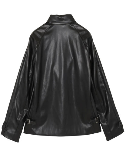 シャーマー/Faux Leather Frank Jacket/SHM-24FW-202/レザージャケット/BLACK