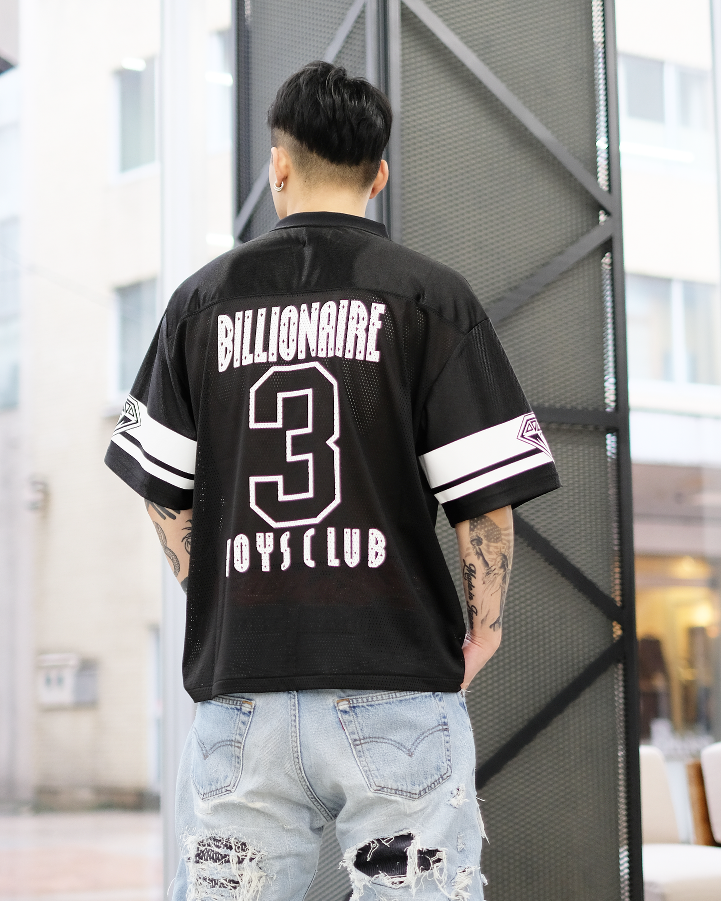 BBC/BB RING OF HONOR CROPPED FIT MESH JERSEY/メッシュTシャツ/Black